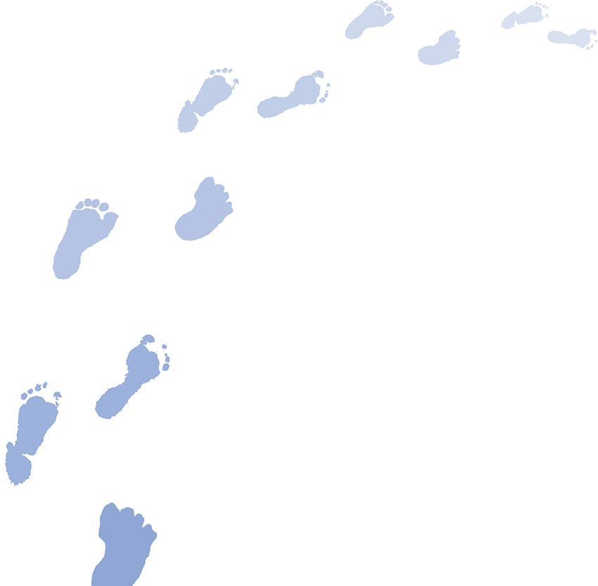 Footprints leading upwards and into the distance - Footprints Baby Loss